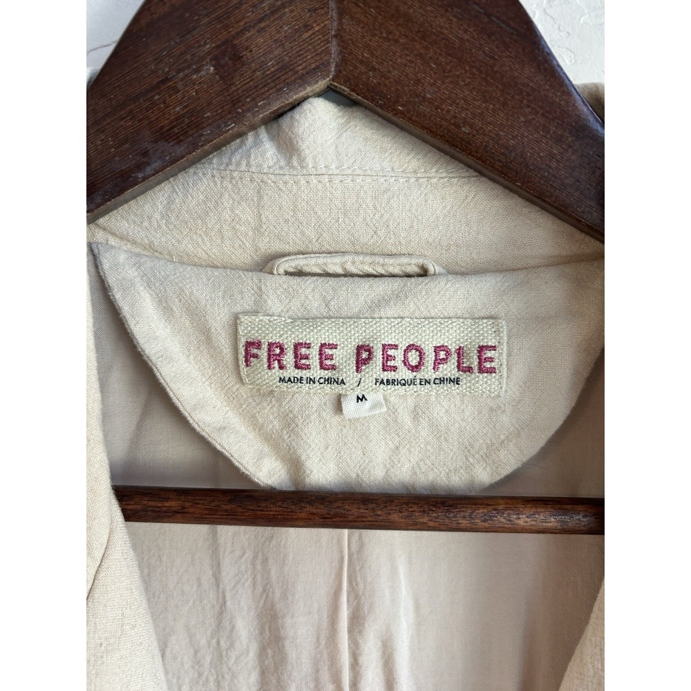 Free People Olivia Blazer M Oversized Double Breasted Linen Cream Minimalist - Picture 4 of 11